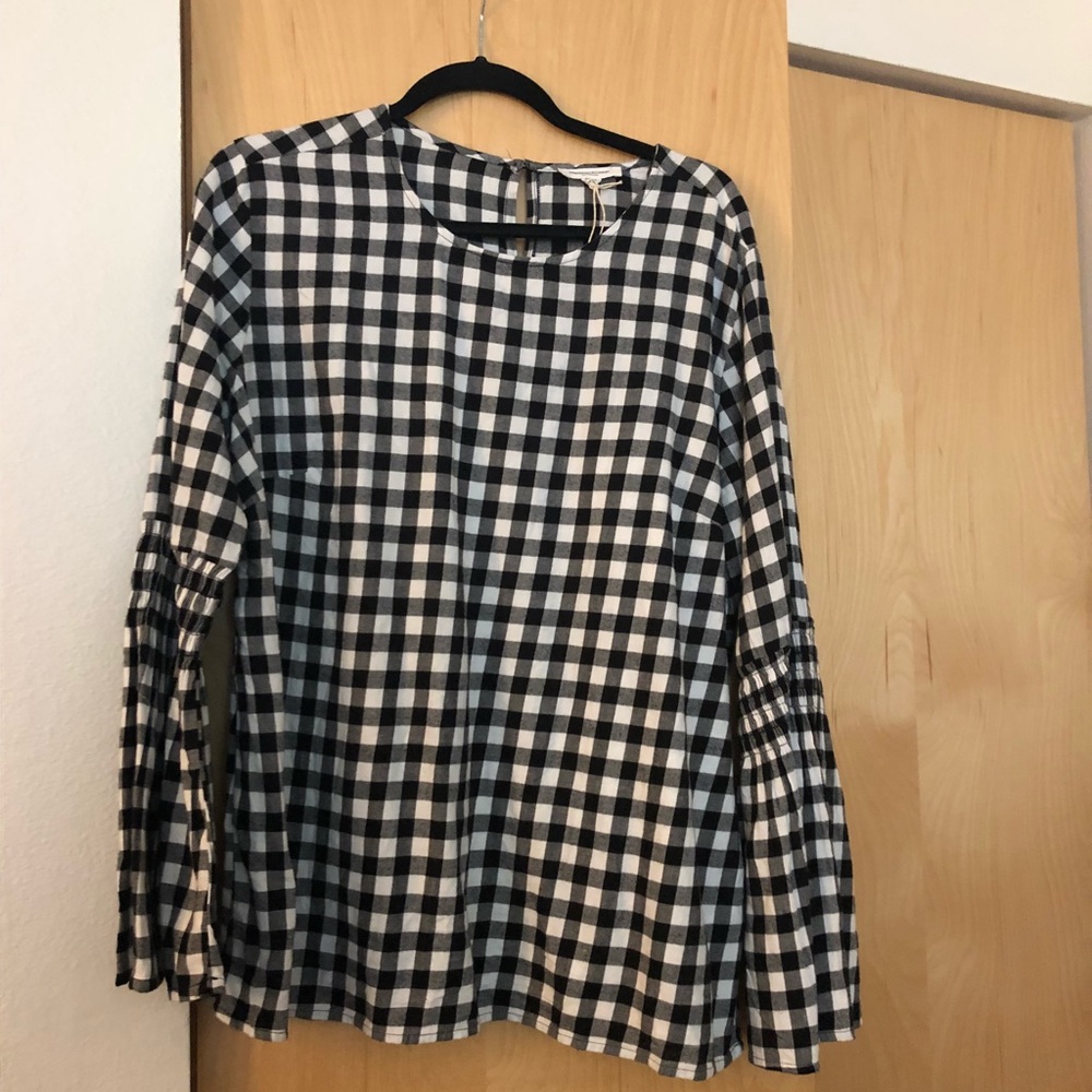 Navy & White Gingham Blouse